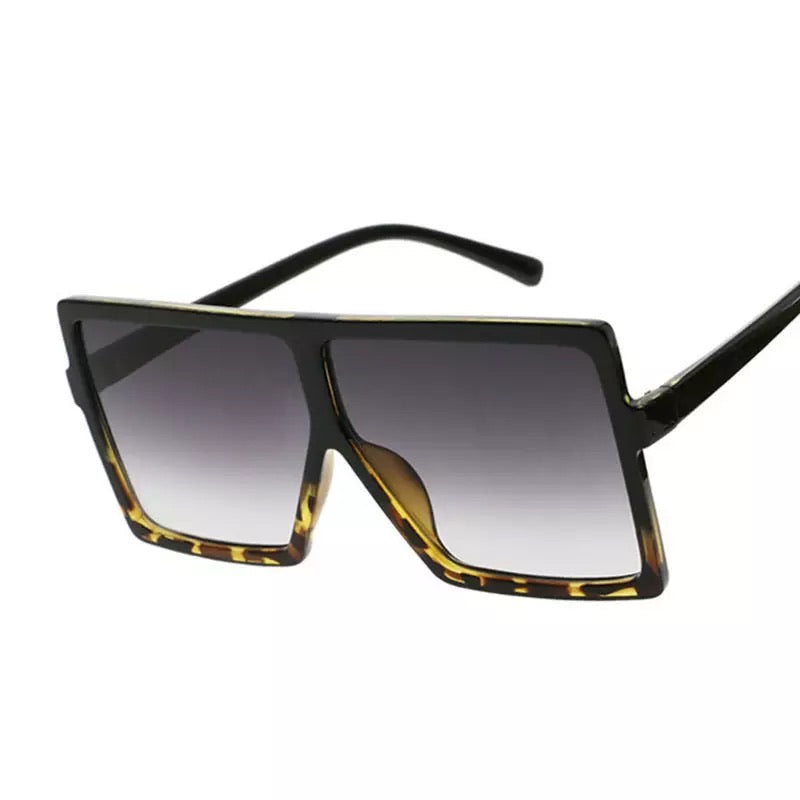 Large square Black Leopard Sunglasses
