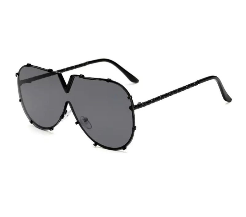 Vintage Oversized V Sunglasses - Blue