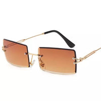Rimless Brown Rectangle sunglasses